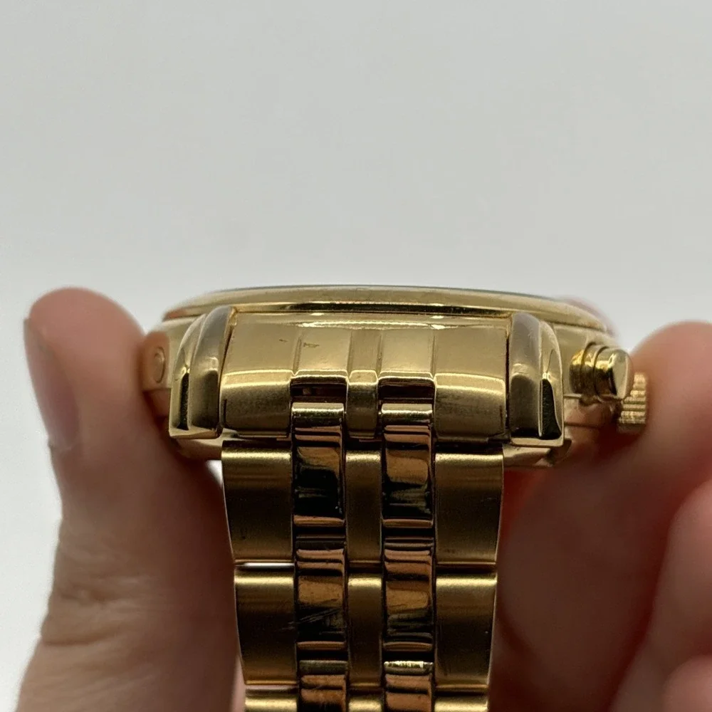 Rousseau R183-809 Gold Stainless Steel Automatic Dress Watch Blue Dial 3 ATM